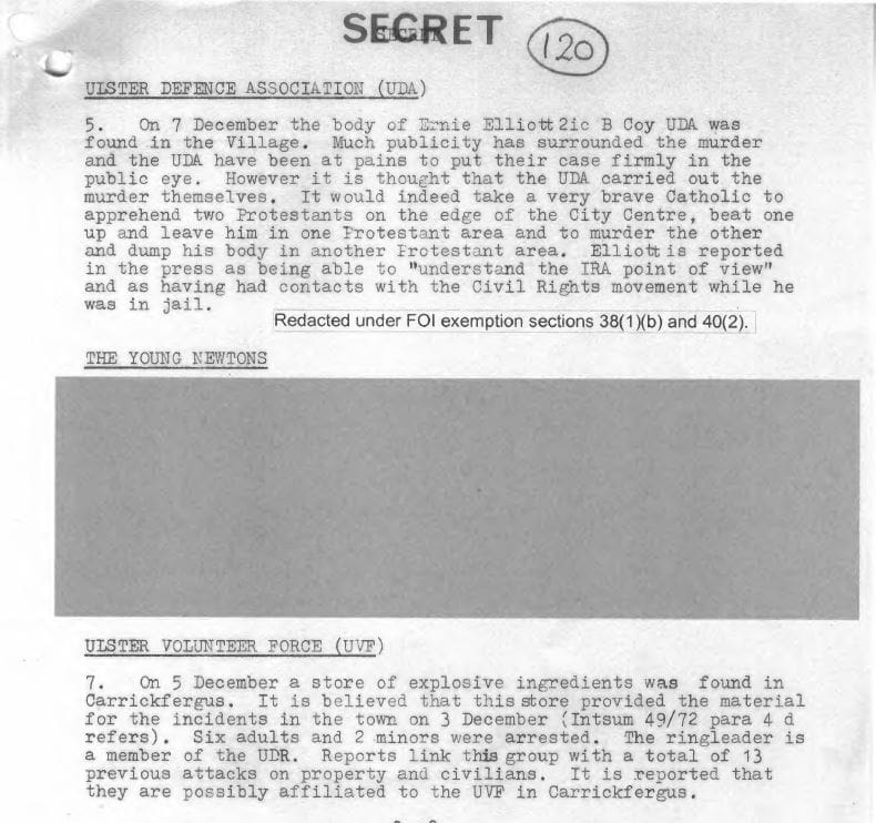 1 British Army Intelligence files 12 December 1972 - British Army/UDA agents