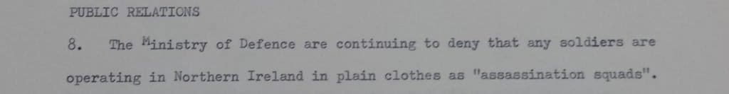 MOD deny British Army assassination squads June 1972