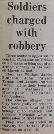 British soldiers Tymon, Simpson and Brown in the Chronicle, April 1974