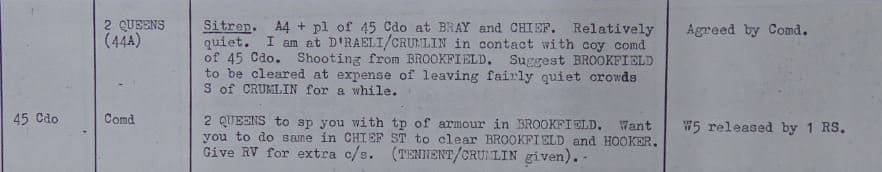 British Army troop movements around 6pm 27th June 1970