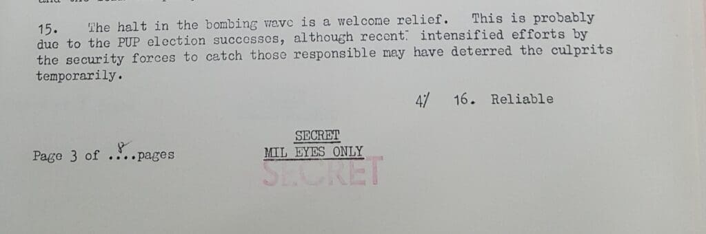Election of paisley and beattie halt in protestant bombing wave