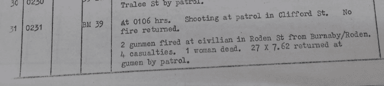 HQNI Report by Brigade Major on the killing of Marian Brown