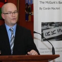 Ciarán MacAirt presents his book at Stormont