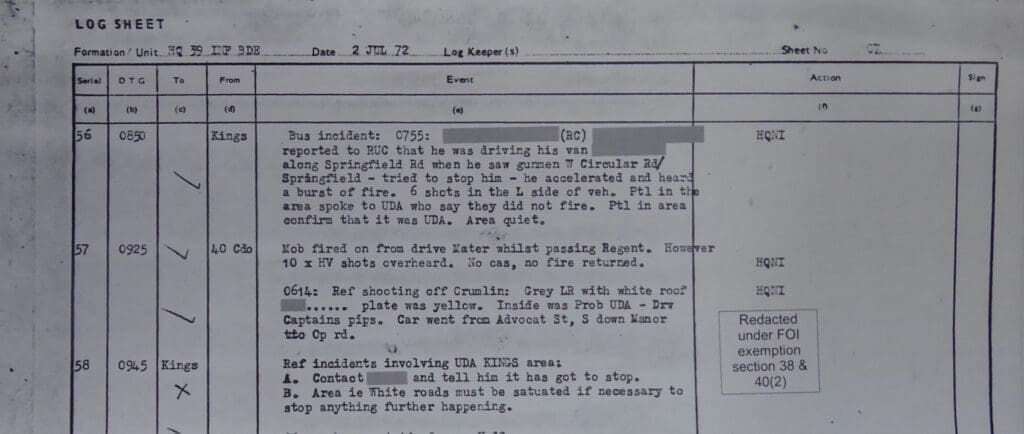 British Army's King's Regiment contact Tyrie to stop attempted murders and hijackings.